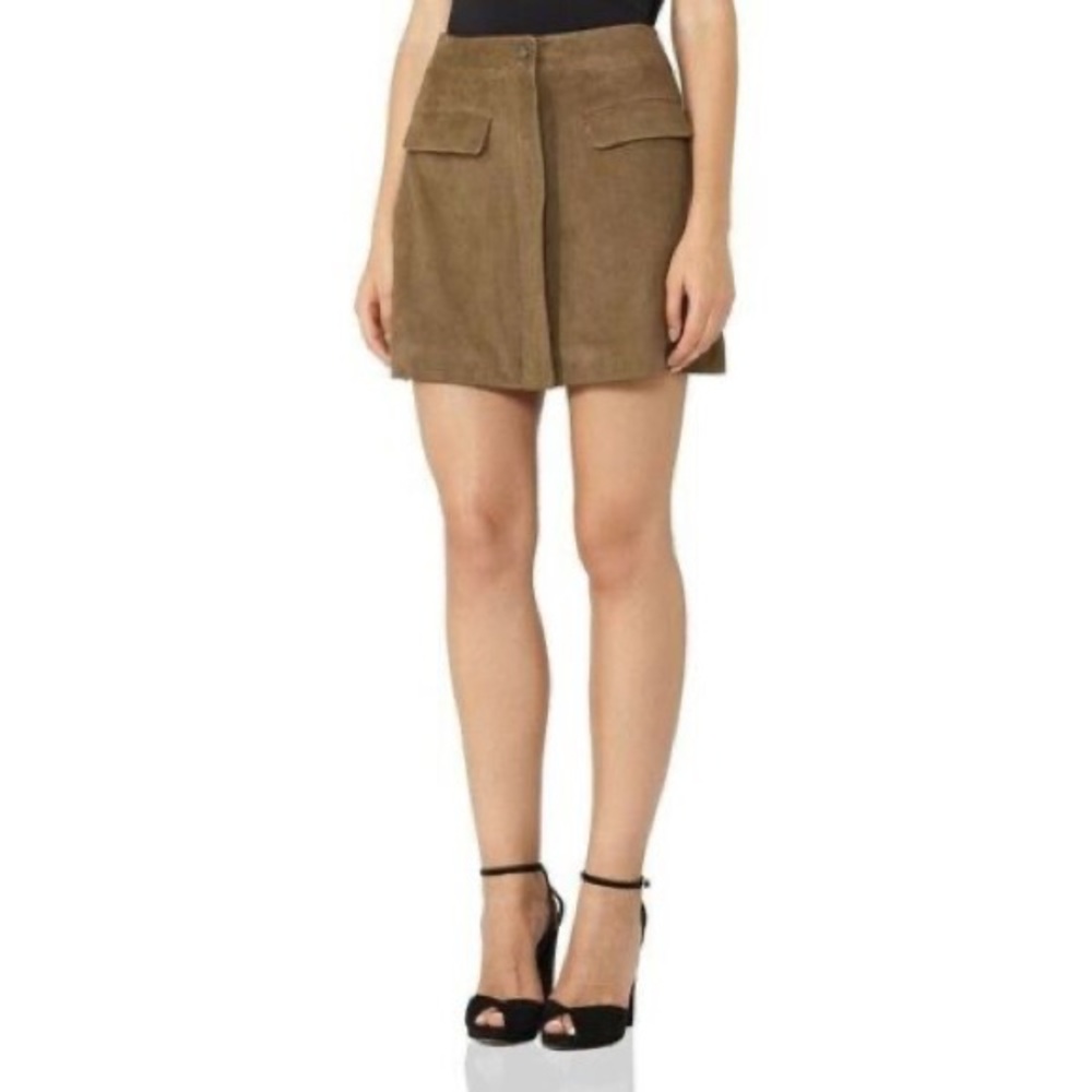 Reiss Suede Marina Skirt in Chestnut Size 6